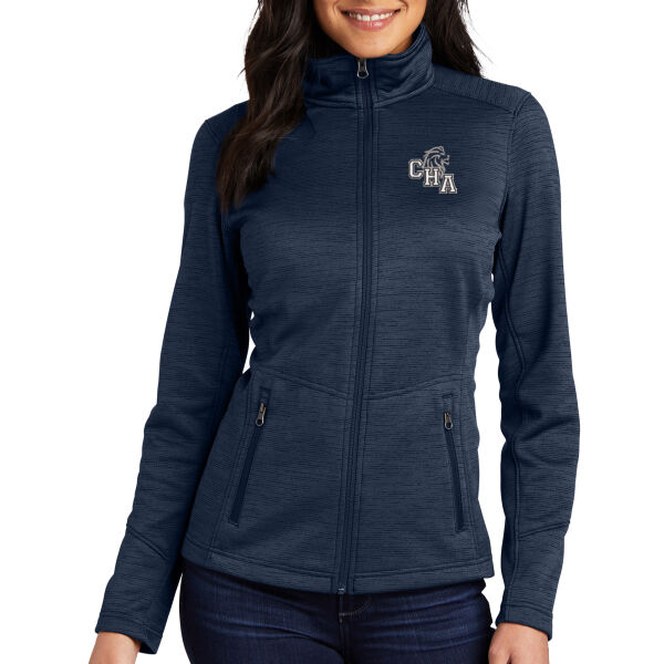 Port Authority Ladies Digi Stripe Fleece Jacket - Embroidered Logo Thumbnail