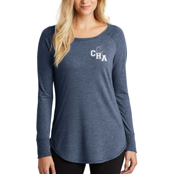 District Womens Perfect Tri Long Sleeve Tunic Tee - Printed Logo Thumbnail