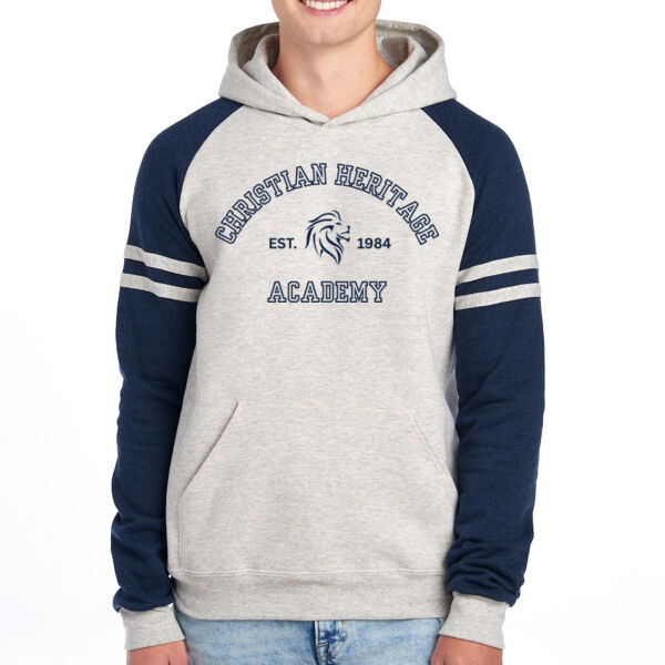 Jerzees Unisex NuBlend Varsity Colorblock Hooded Sweatshirt - Printed Logo Jerzees Unisex NuBlend Varsity Colorblock Hooded Sweatshirt - Printed Logo Thumbnail